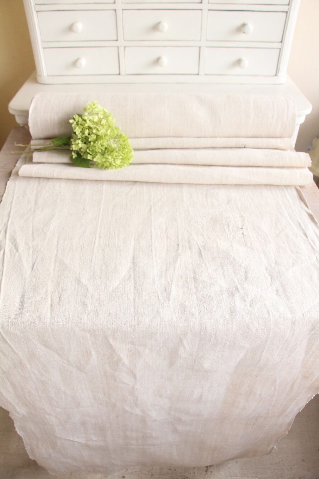 antique linen fabric, 12.13 y, natural fabric, bedding fabric, durabel, Z 036 - Image 2