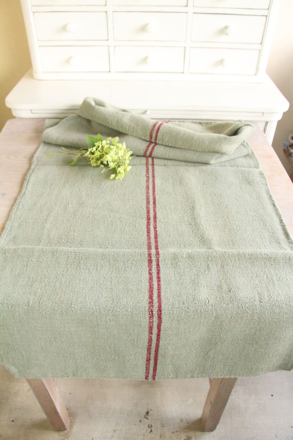 dyed antique linen grain sack, wedding decor, upholstery fabric, durable L 749 - Image 2