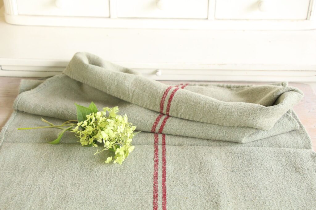 dyed antique linen grain sack, wedding decor, upholstery fabric, durable L 749 - Image 3