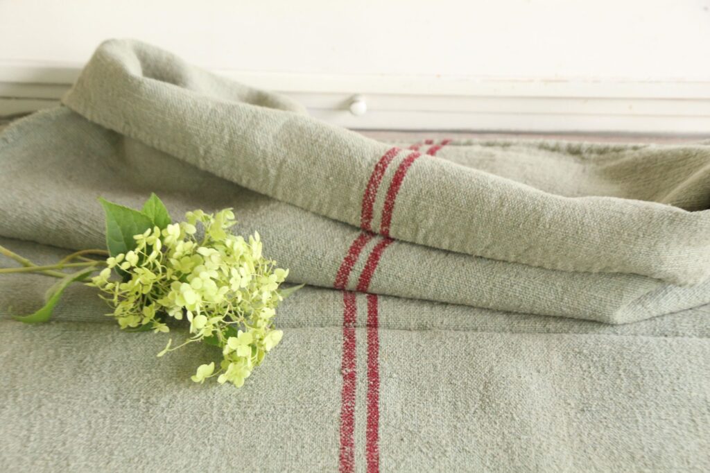 dyed antique linen grain sack, wedding decor, upholstery fabric, durable L 749 - Image 4