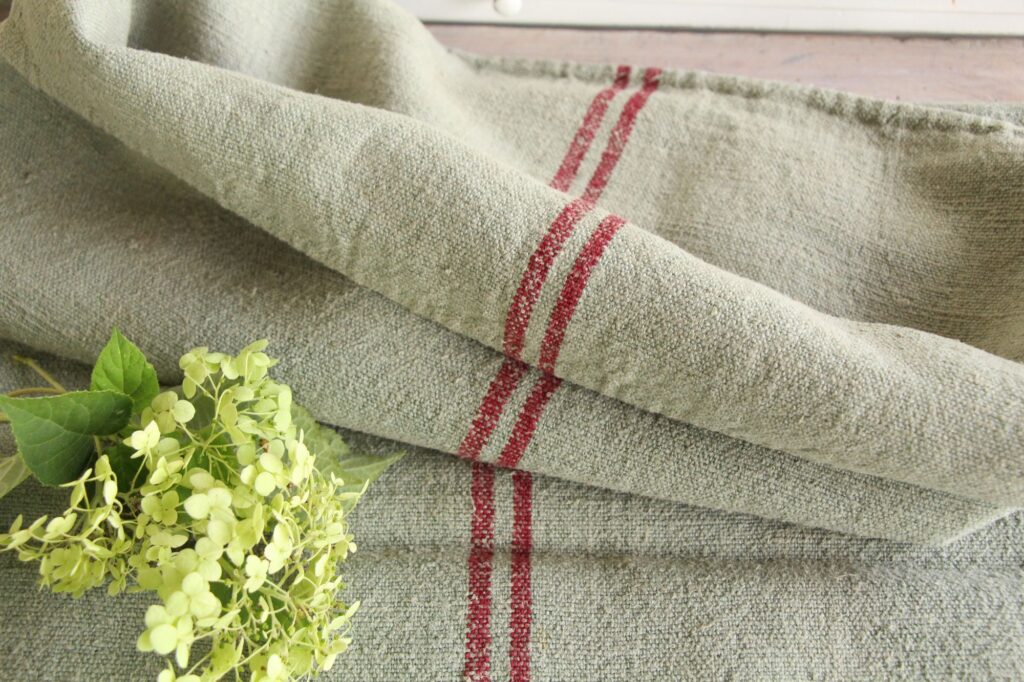 dyed antique linen grain sack, wedding decor, upholstery fabric, durable L 749 - Image 5