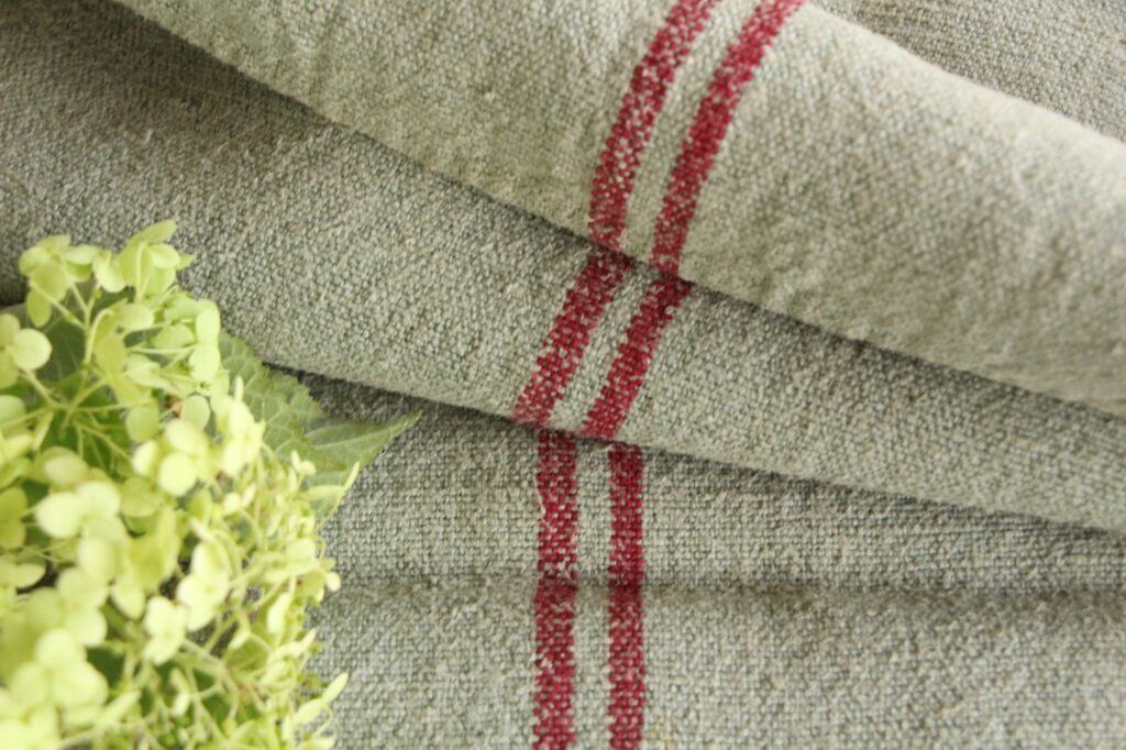 dyed antique linen grain sack, wedding decor, upholstery fabric, durable L 749 - Image 9