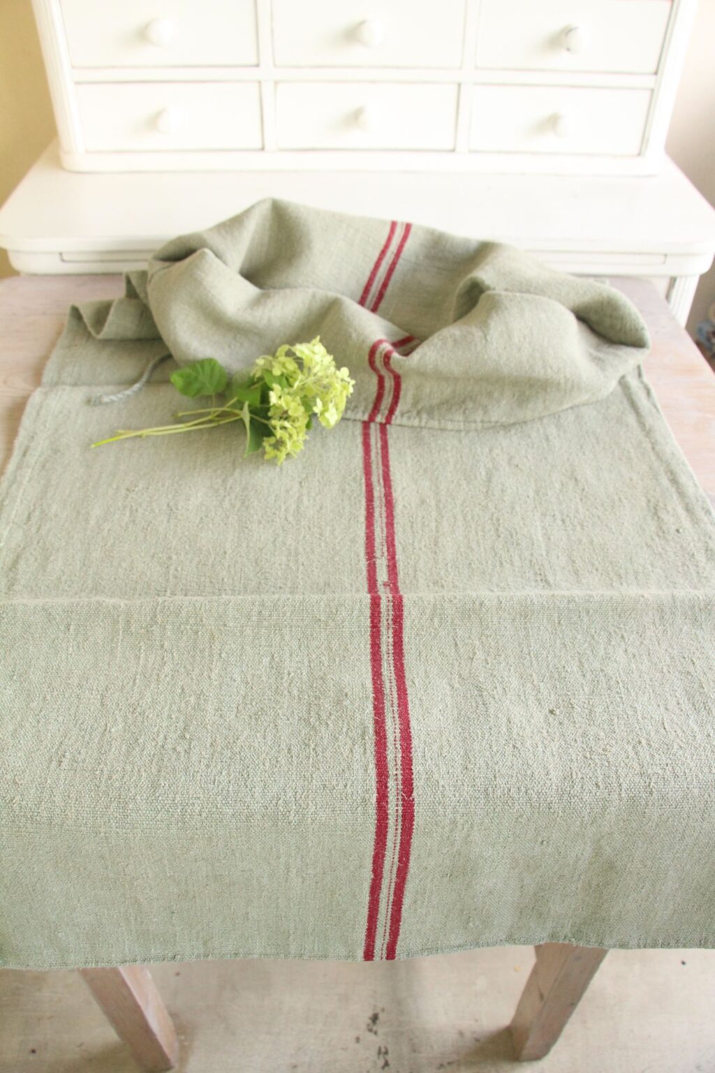 dyed antique linen grain sack, wedding decor, upholstery fabric, durable L 748 - Image 2