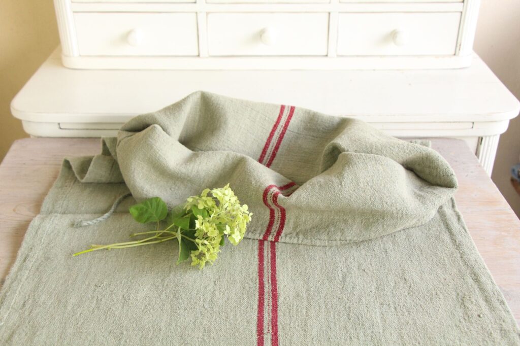 dyed antique linen grain sack, wedding decor, upholstery fabric, durable L 748 - Image 3