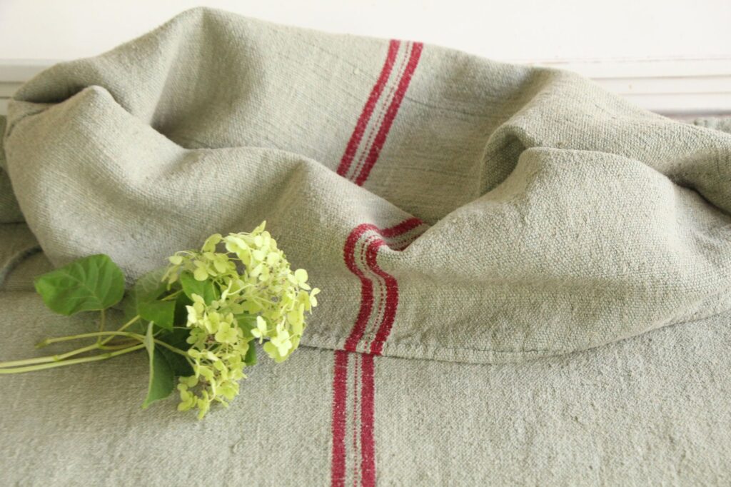 dyed antique linen grain sack, wedding decor, upholstery fabric, durable L 748 - Image 4