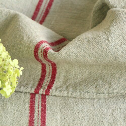dyed antique linen grain sack, wedding decor, upholstery fabric, durable L 748