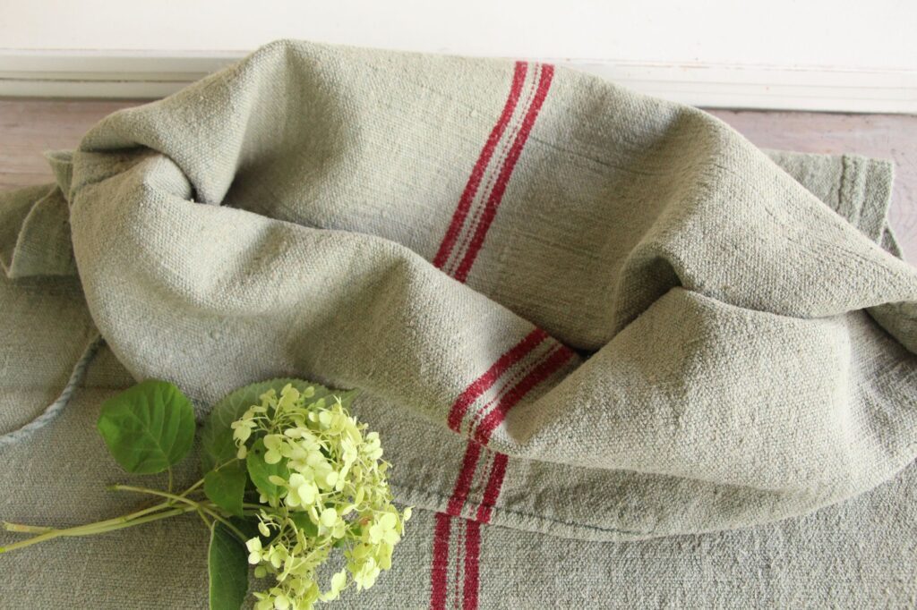 dyed antique linen grain sack, wedding decor, upholstery fabric, durable L 748 - Image 8