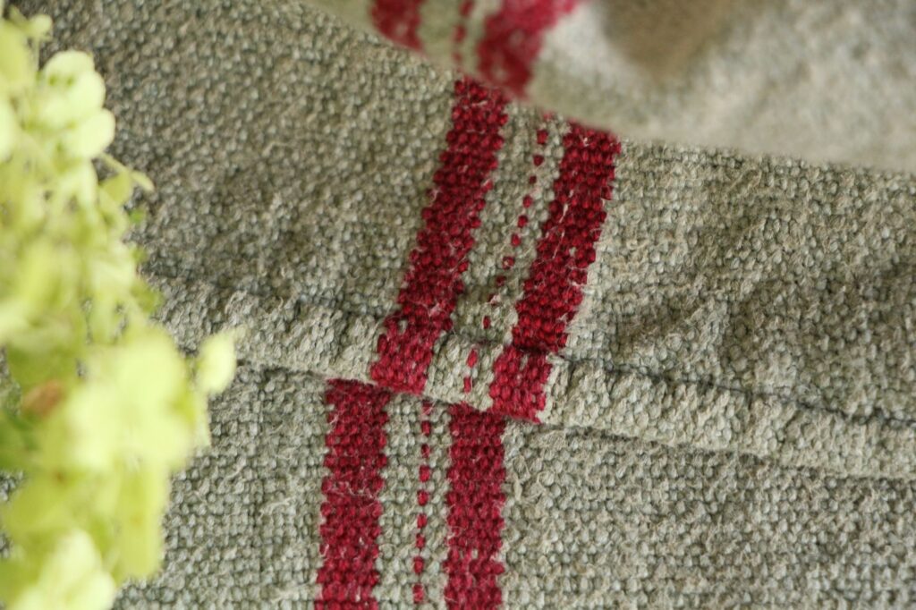 dyed antique linen grain sack, wedding decor, upholstery fabric, durable L 748 - Image 9