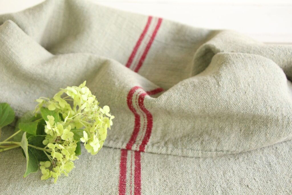 dyed antique linen grain sack, wedding decor, upholstery fabric, durable L 748 - Image 6