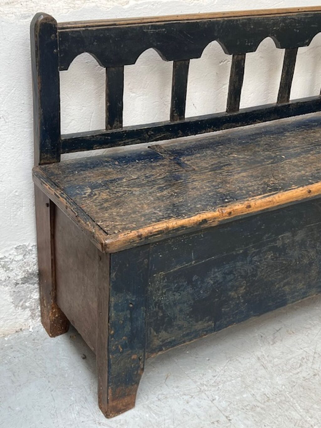 handcrafted antique, austrian wooden bench, rural rustic, farmhouse style A 852 - Image 2