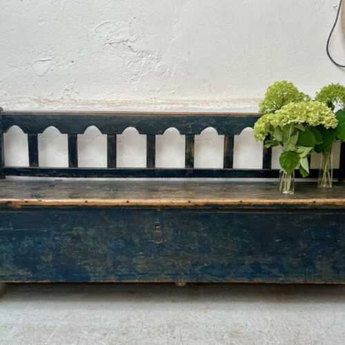 handcrafted antique, austrian wooden bench, rural rustic, farmhouse style A 852
