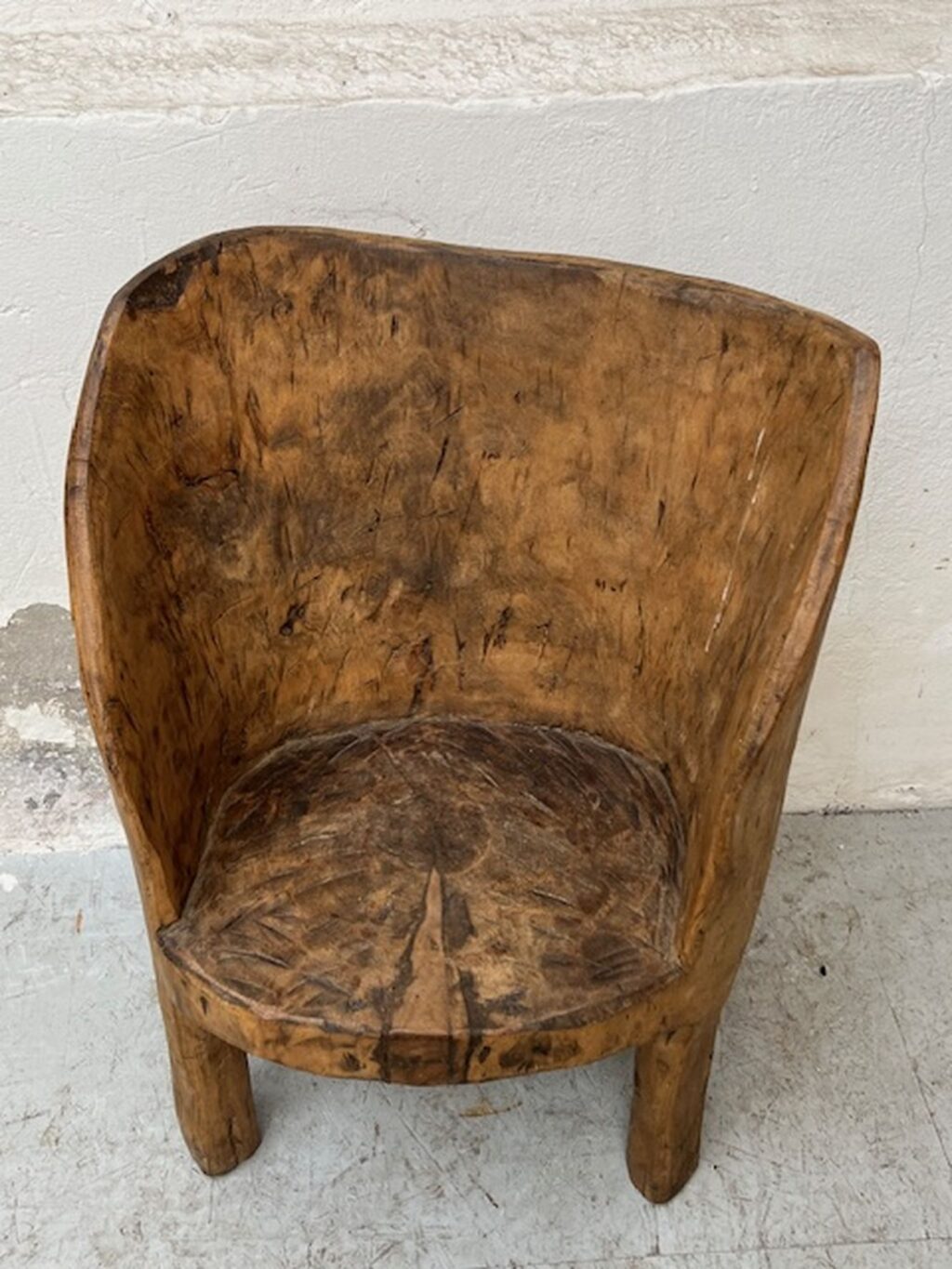 Handcrafted antique primitive wooden stool, A 853 - Image 3