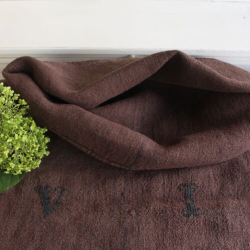 dyed antique linen grain sack, handmade, wabi sabi, durable L 758