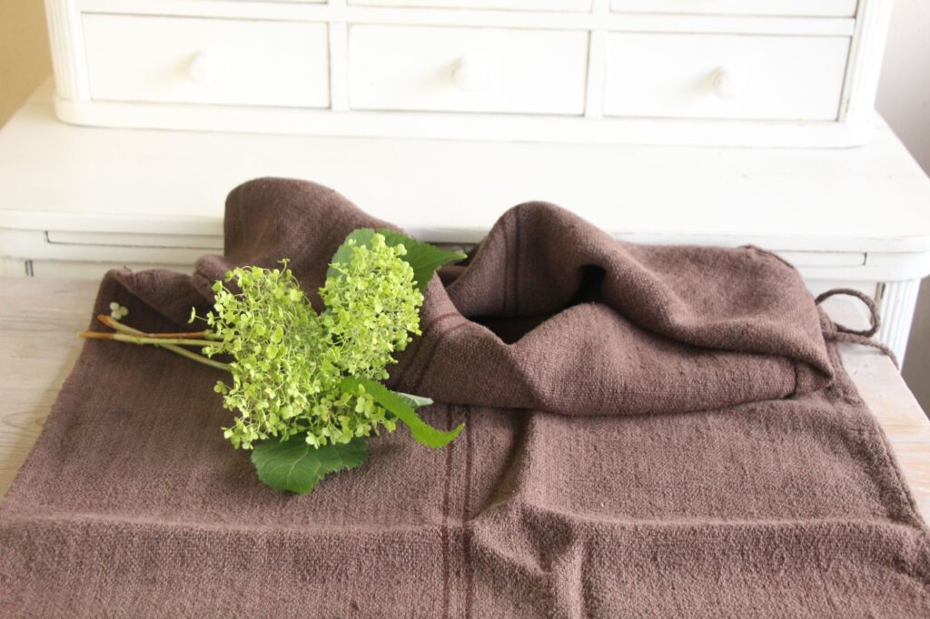 dyed antique linen grain sack, handwoven, bathmat fabric, durable L 753 - Image 3