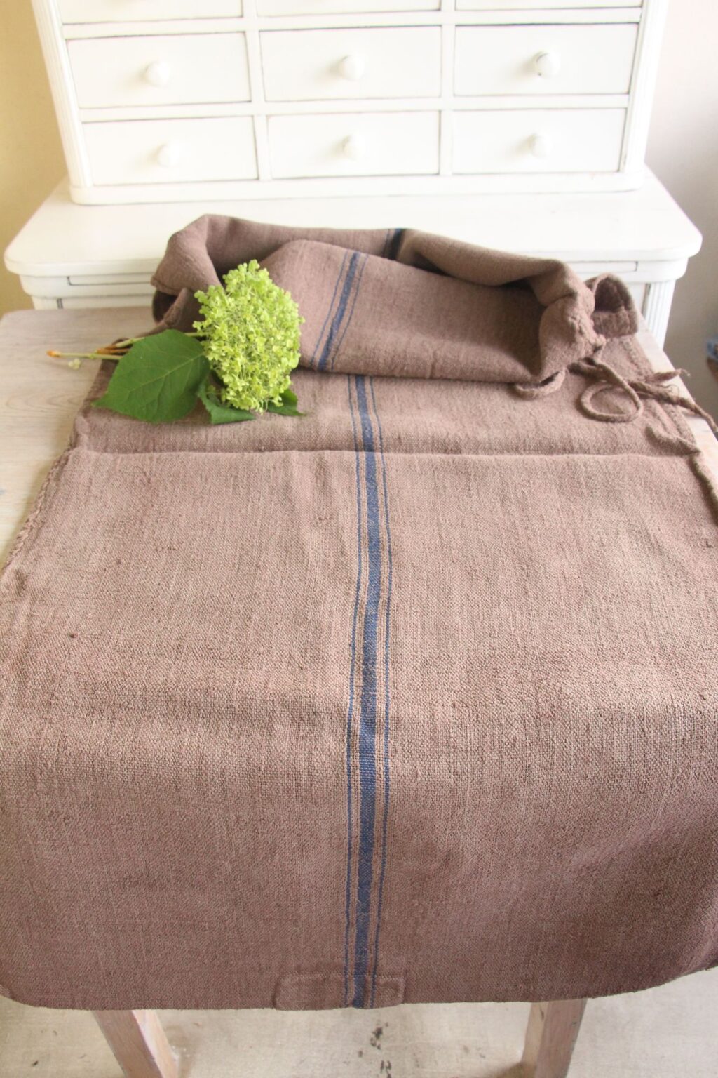 dyed antique linen grain sack, handmade, upholstery fabric, durable L 757 - Image 2