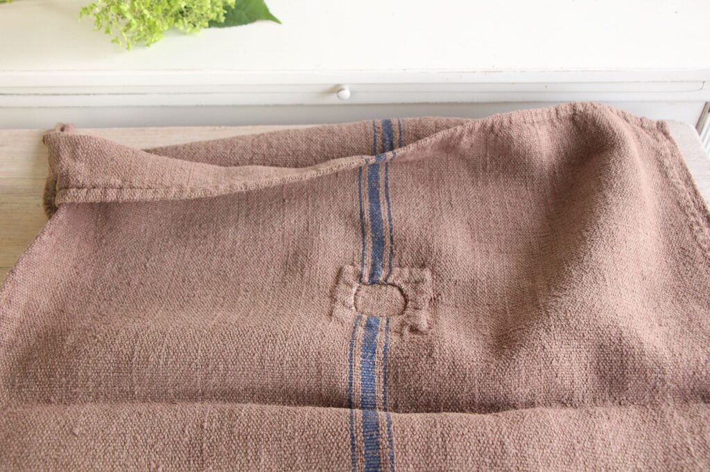 dyed antique linen grain sack, handmade, upholstery fabric, durable L 757 - Image 7