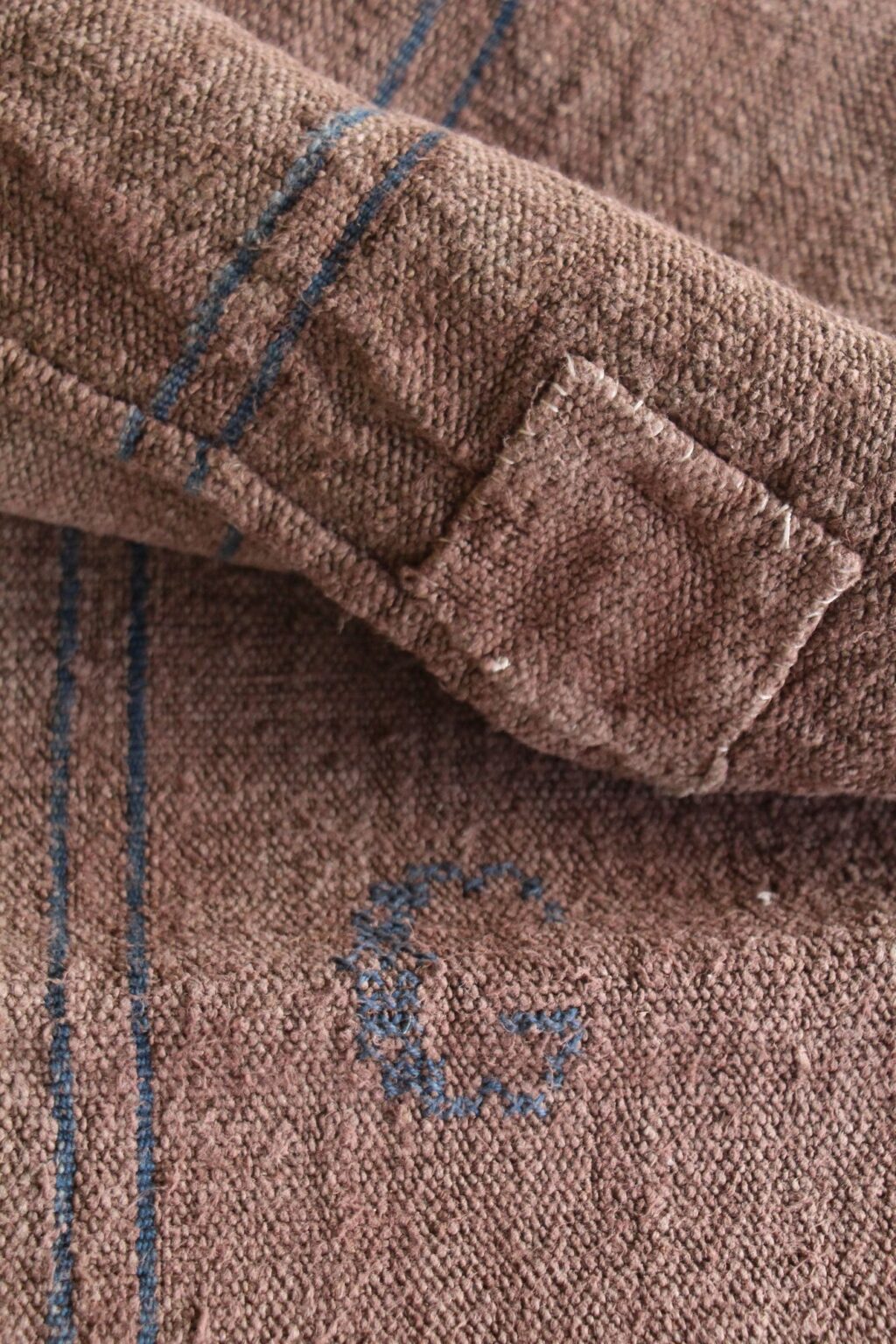 dyed antique linen grain sack, handwoven, rug fabric, durable L 756 - Image 6