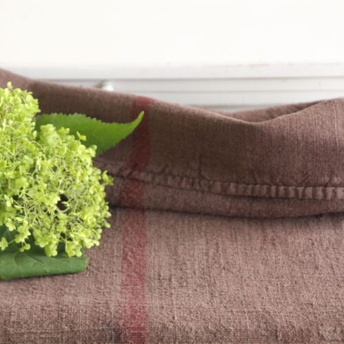 dyed antique linen grain sack, handwoven, rug fabric, durable L 755