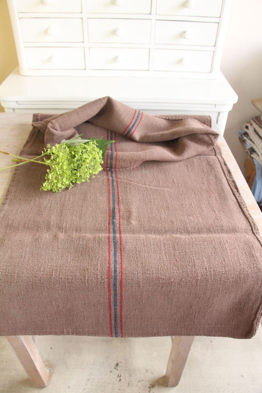 dyed antique linen grain sack, handmade, wabi sabi, durable L 751 A - Image 2