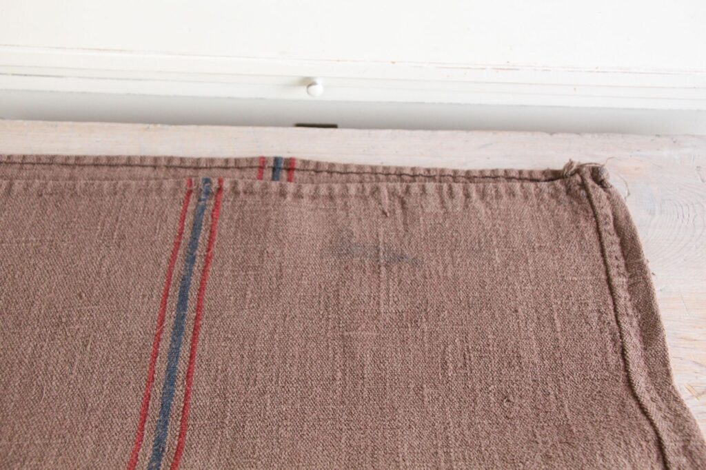 dyed antique linen grain sack, handmade, wabi sabi, durable L 751 A - Image 9