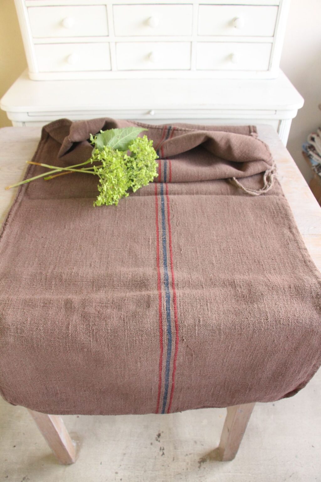 dyed antique linen grain sack, handmade, wabi sabi, durable L 751 - Image 2