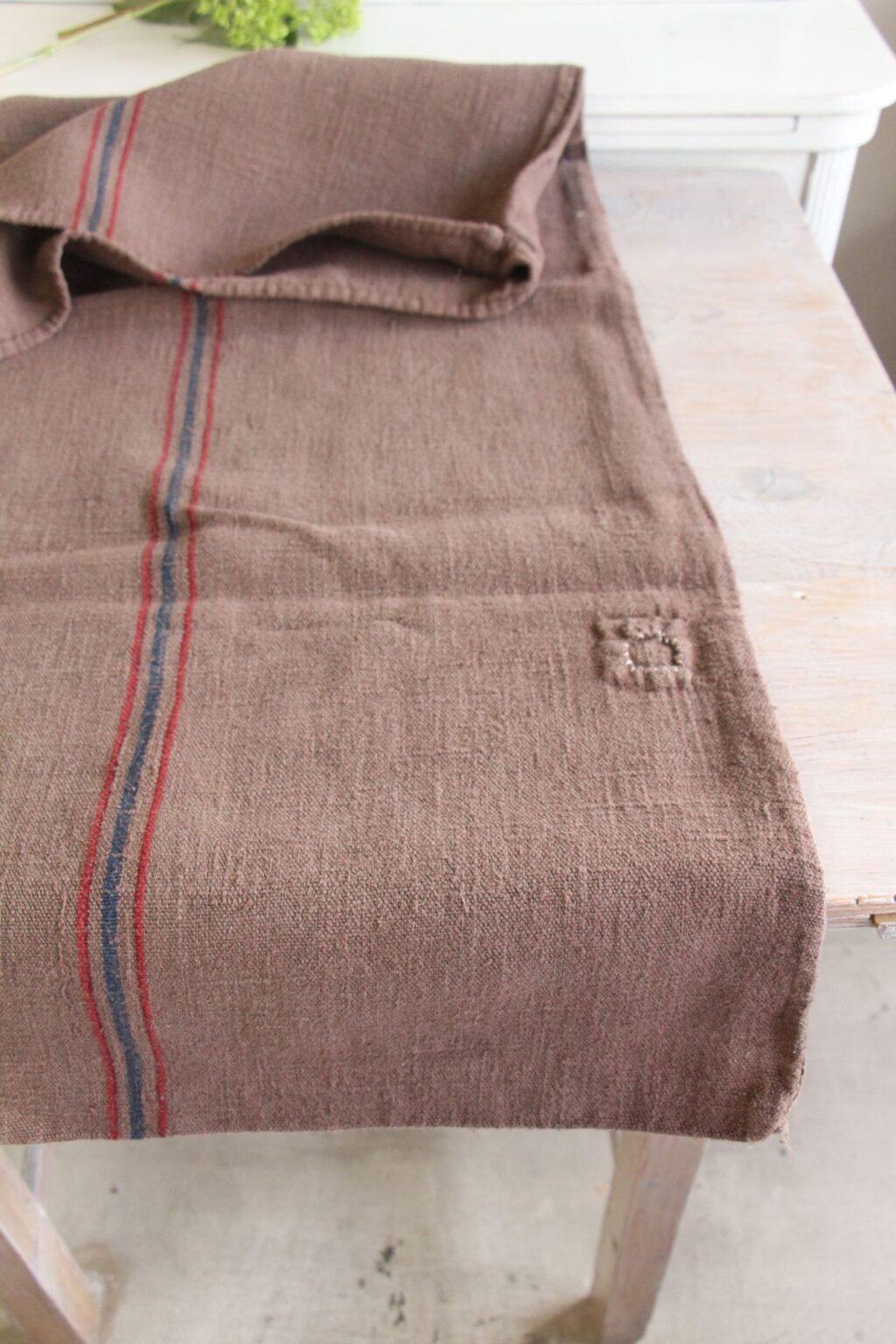 dyed antique linen grain sack, handmade, wabi sabi, durable L 751 - Image 10