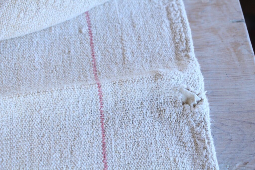 antiker Getreidesack aus Leine, französisches Leinen, seltene Streifen, langlebig, L 651 – Bild 8