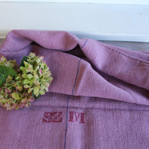 dyed antique linen grain sack, handwoven, wedding decor, durable L 733