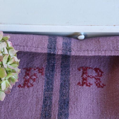 dyed antique linen grain sack, handwoven, wedding decor, durable L 735