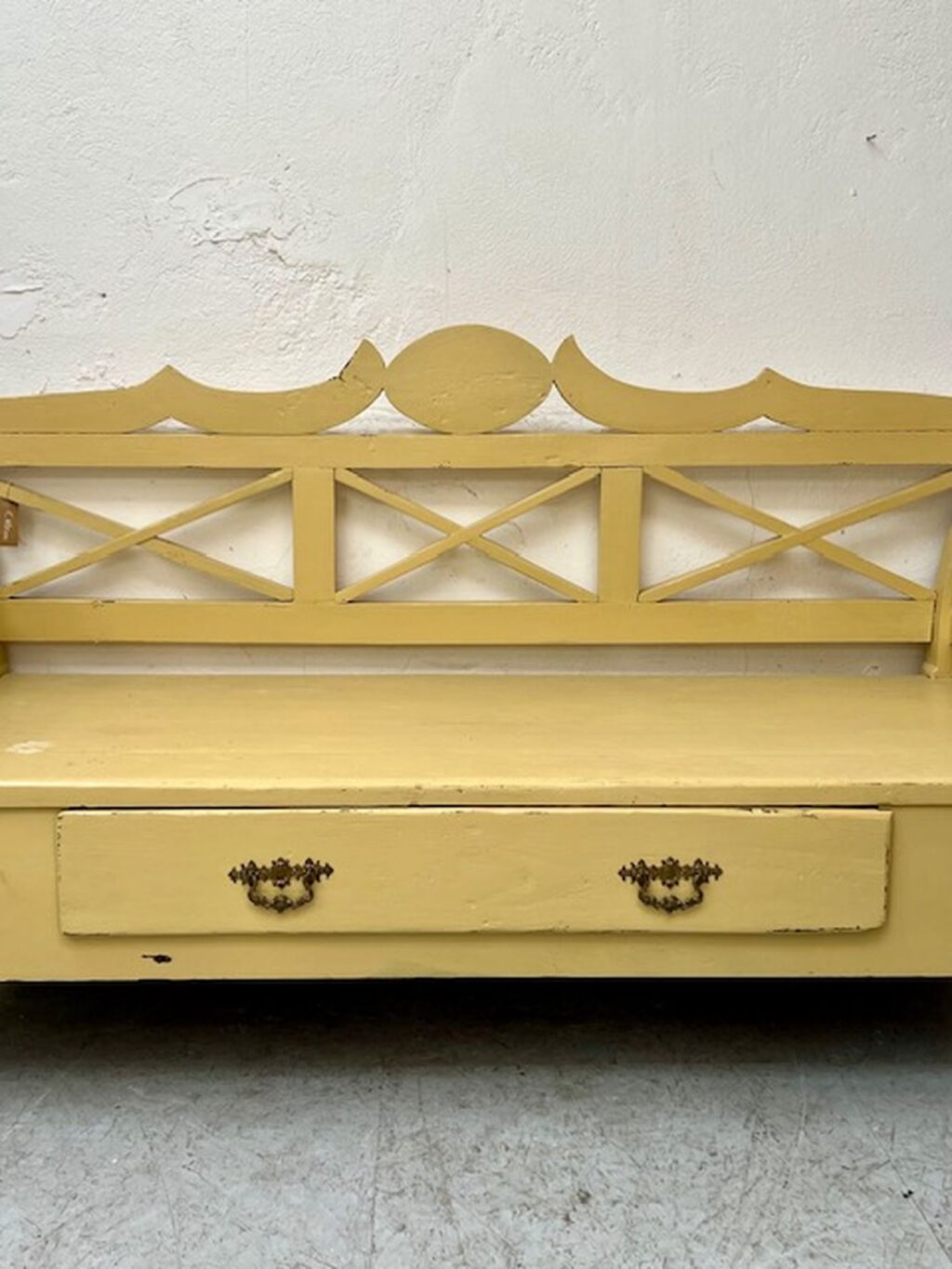 handcrafted antique, austrian wooden bench, craftmanship, farmhouse style A 858 - Image 2