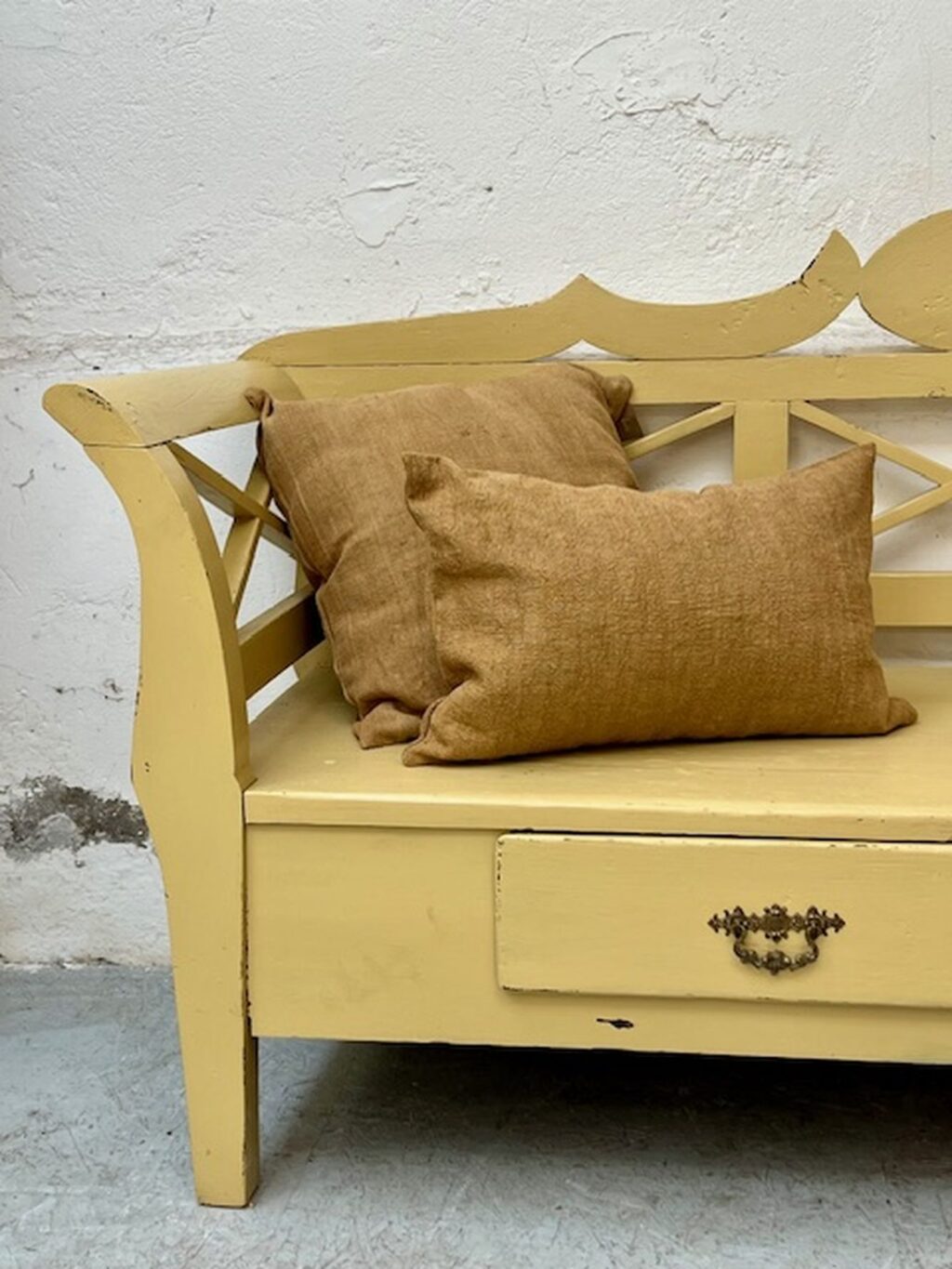handcrafted antique, austrian wooden bench, craftmanship, farmhouse style A 858 - Image 5