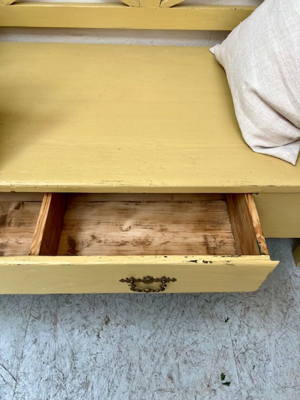 handcrafted antique, austrian wooden bench, craftmanship, farmhouse style A 858 - Image 10