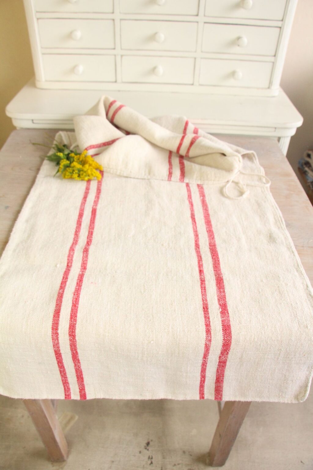 antique linen grainsack, table runner, wedding decor, durable, L 760 - Image 2