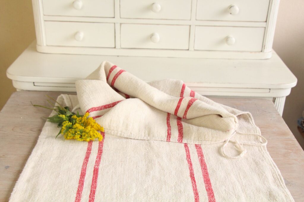 antique linen grainsack, table runner, wedding decor, durable, L 760 - Image 3