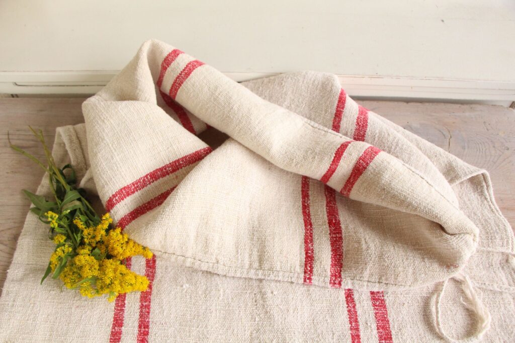 antique linen grainsack, table runner, wedding decor, durable, L 760