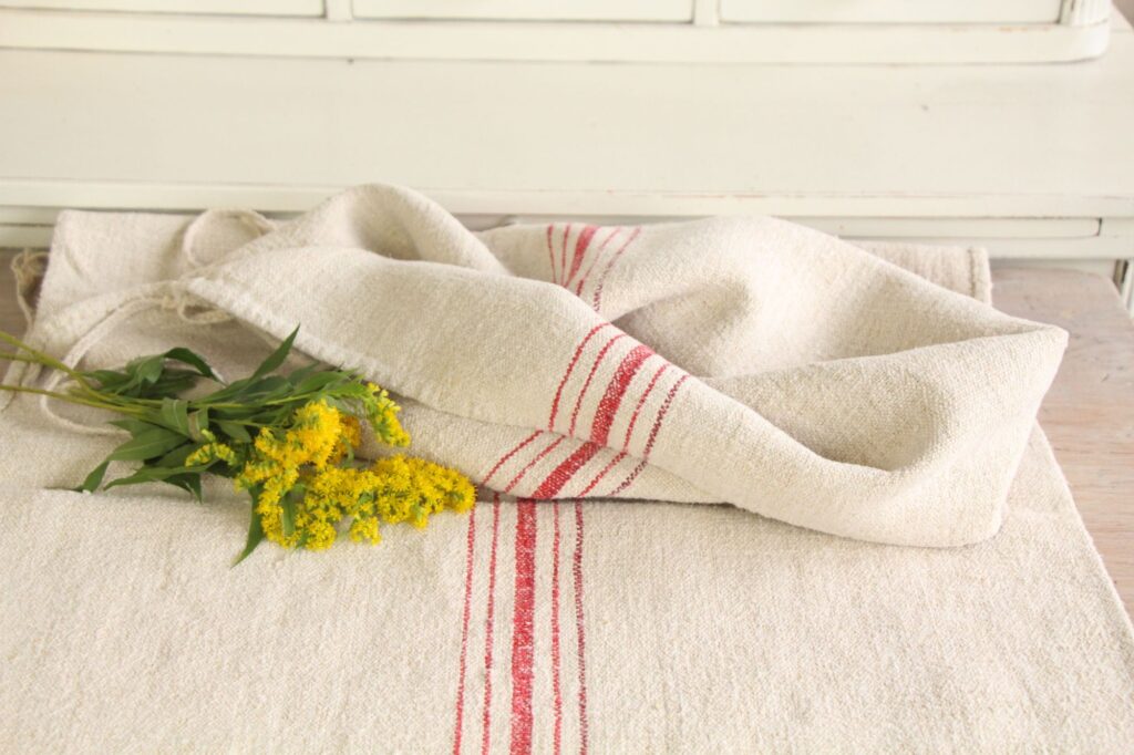 antique linen grainsack, tablecloth, wedding decor, durable, L 761 - Image 3