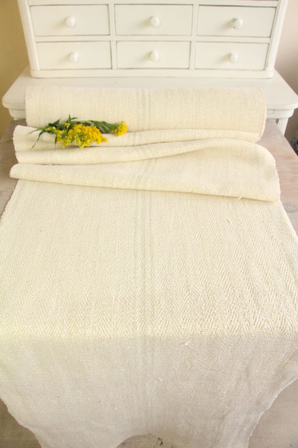 antique linen fabric, 8.63 y, handwoven, rug fabric, durabel, Z 137 - Image 2