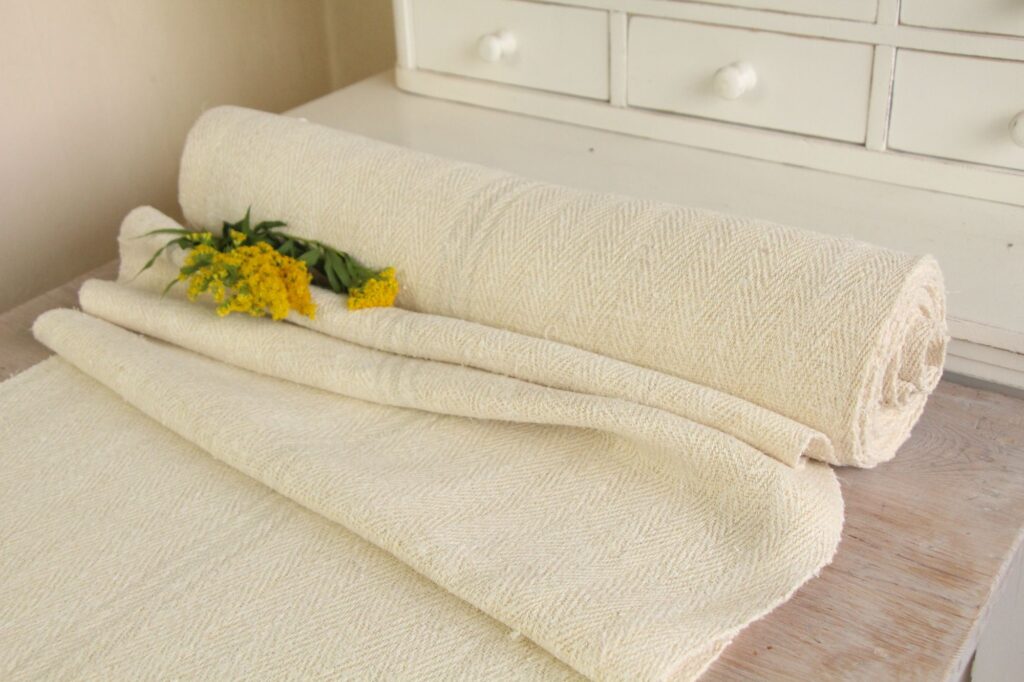 antique linen fabric, 8.63 y, handwoven, rug fabric, durabel, Z 137 - Image 5