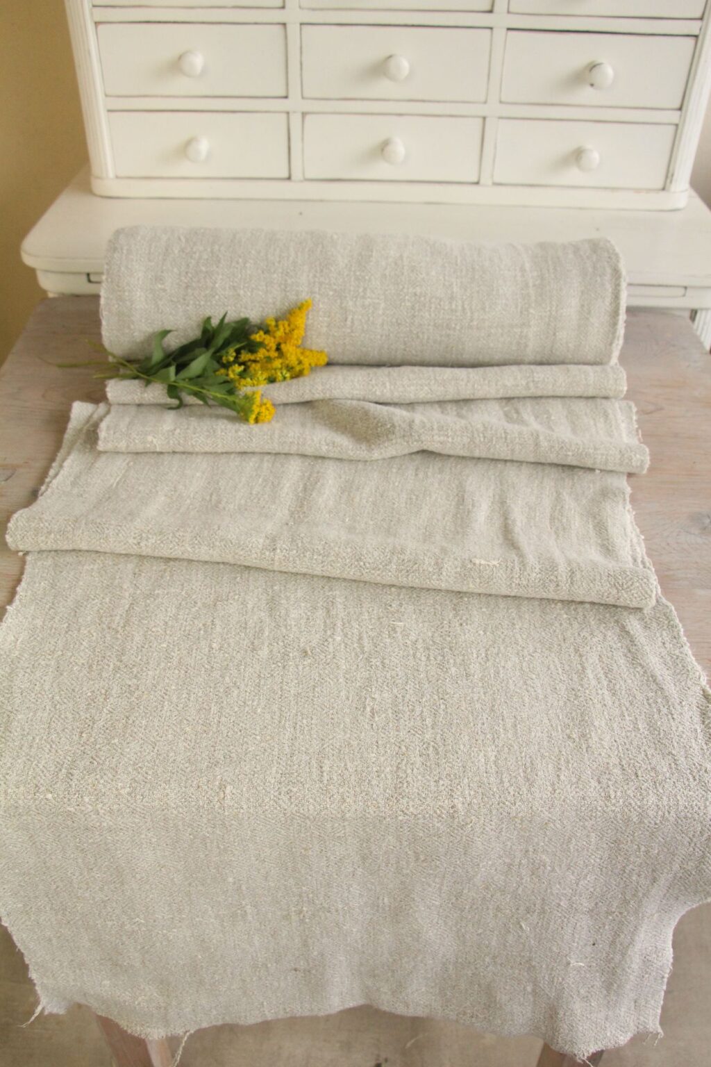 antique linen fabric, 11.70 y, handwoven, rug fabric, durabel, Z 138 - Image 2