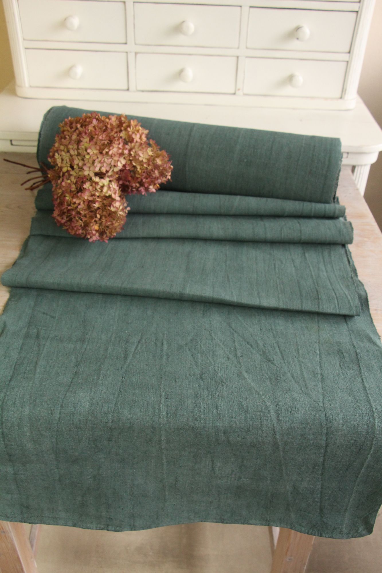 gefärbte antike Leinenstoffe, 14,34m, Möbelstoff, Tischdecke, Z 049 – Bild 2