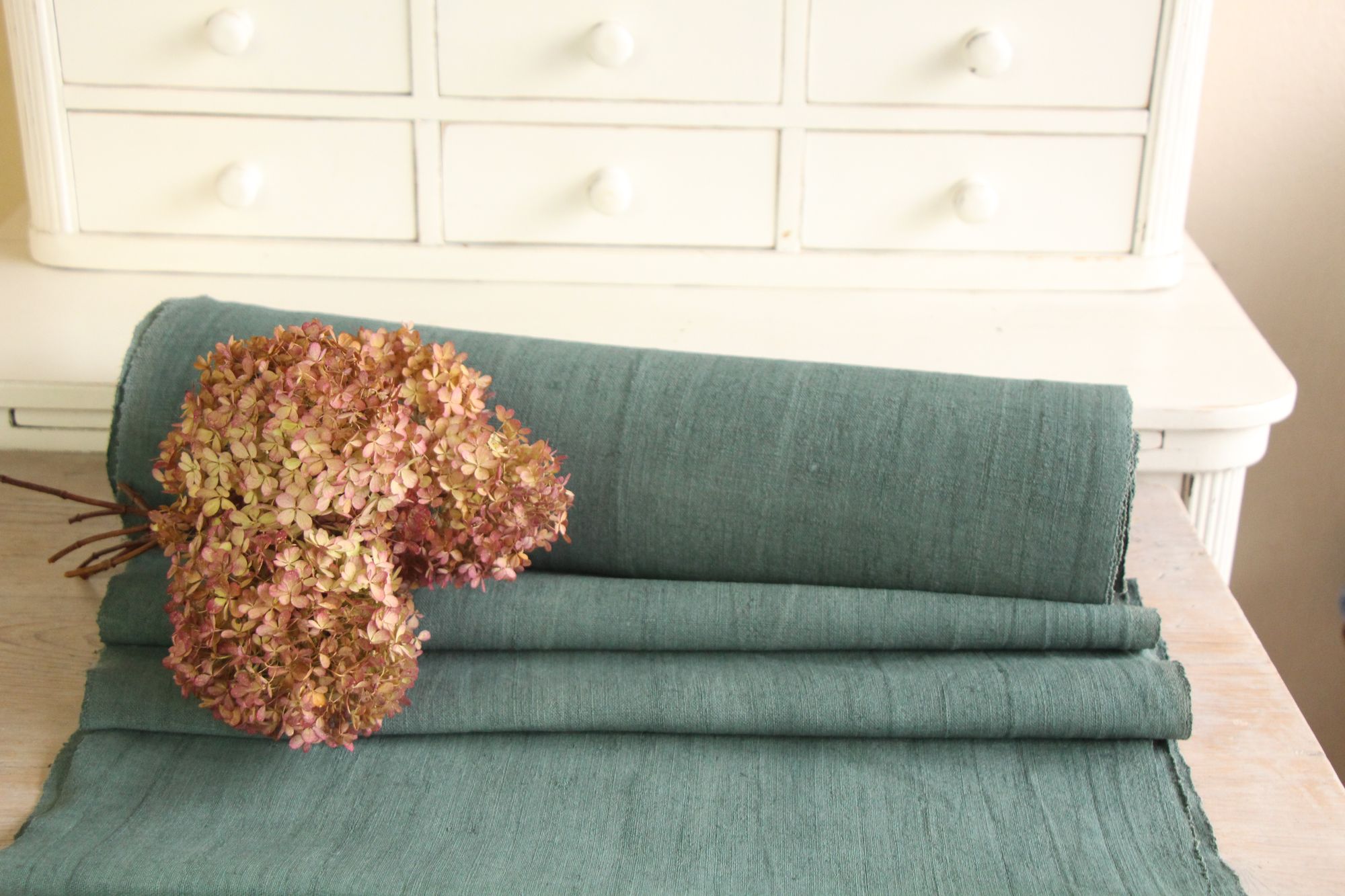 gefärbte antike Leinenstoffe, 14,34m, Möbelstoff, Tischdecke, Z 049 – Bild 3