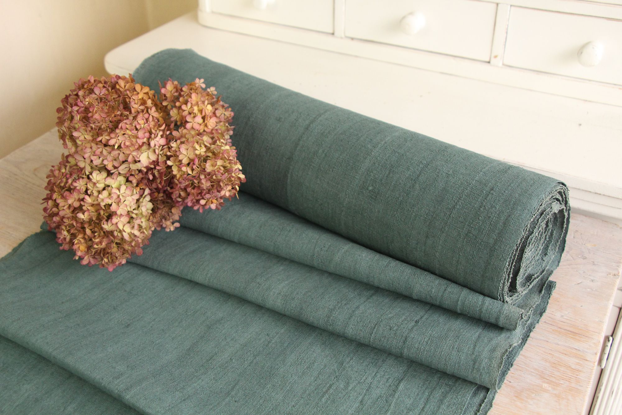 gefärbte antike Leinenstoffe, 14,34m, Möbelstoff, Tischdecke, Z 049 – Bild 5