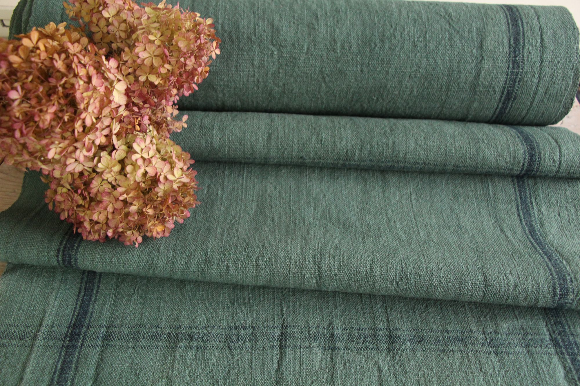 gefärbte antike Leinenstoffe, 8,28m, französisches Leinen, Möbelstoff, Z 095 – Bild 10