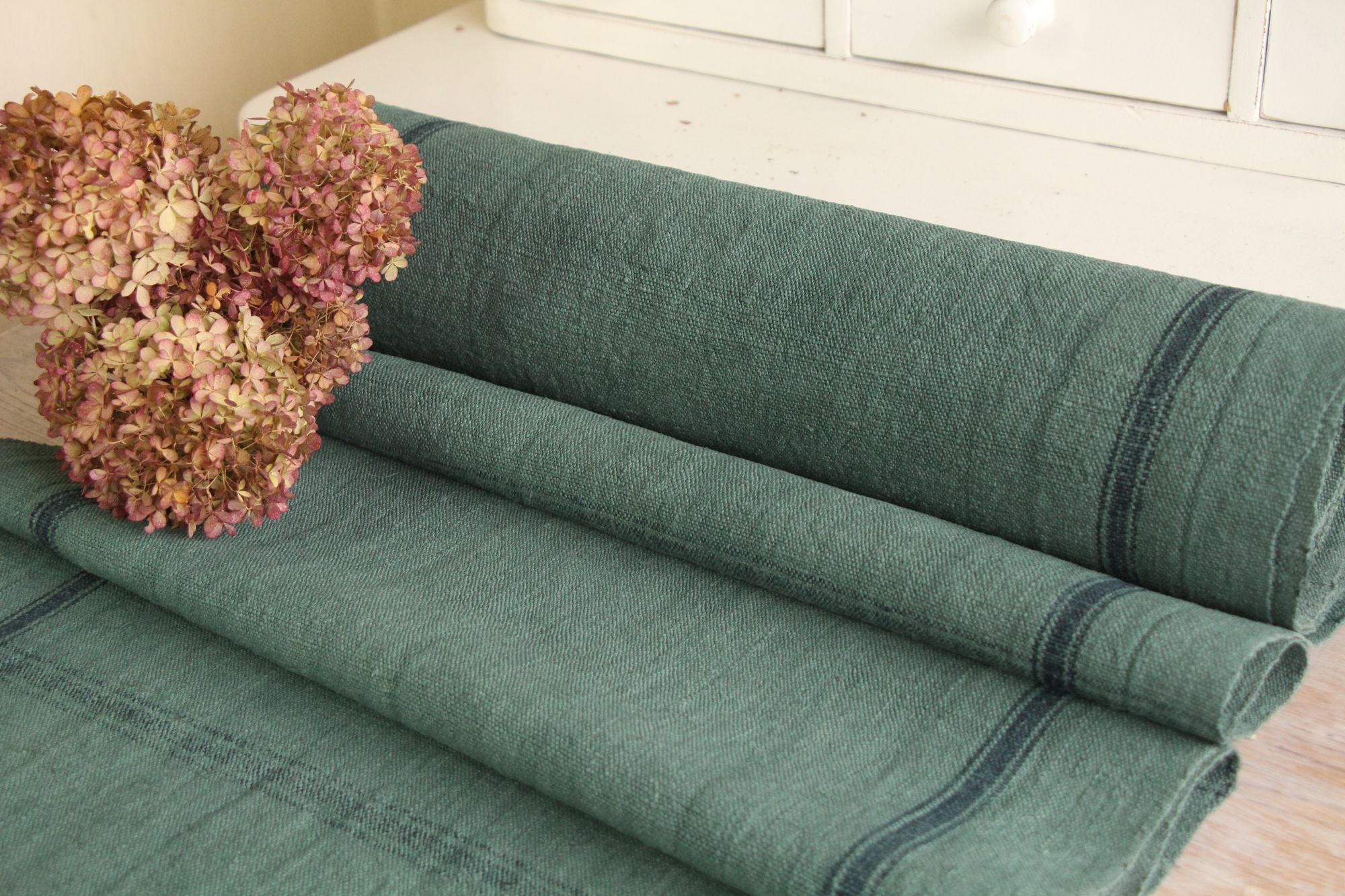 gefärbte antike Leinenstoffe, 8,28m, französisches Leinen, Möbelstoff, Z 095 – Bild 5