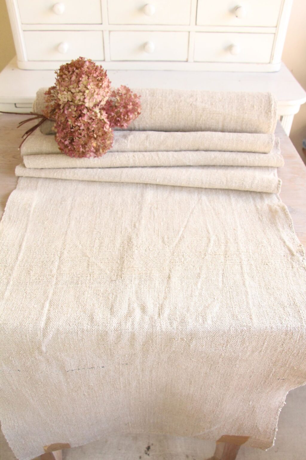 antiker Leinenstoff, 6,50 m, wabi sabi, Möbelstoff, Langlebig, Z 147 – Bild 2