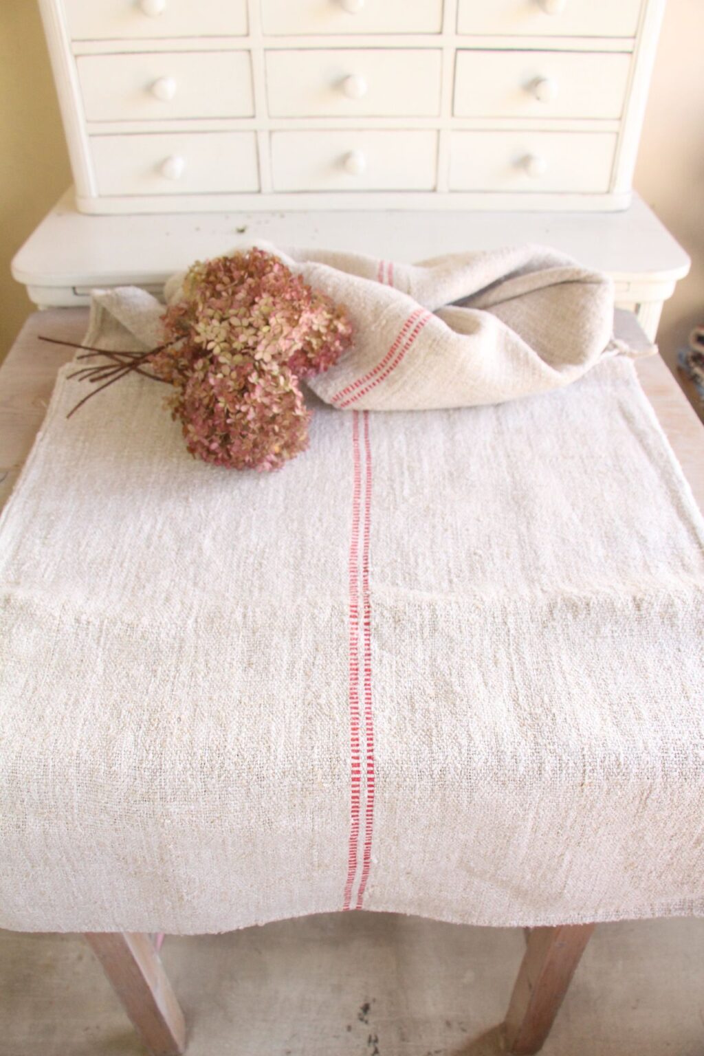 antique linen grainsack, handmade, wedding decor, durable, L 673 - Image 2