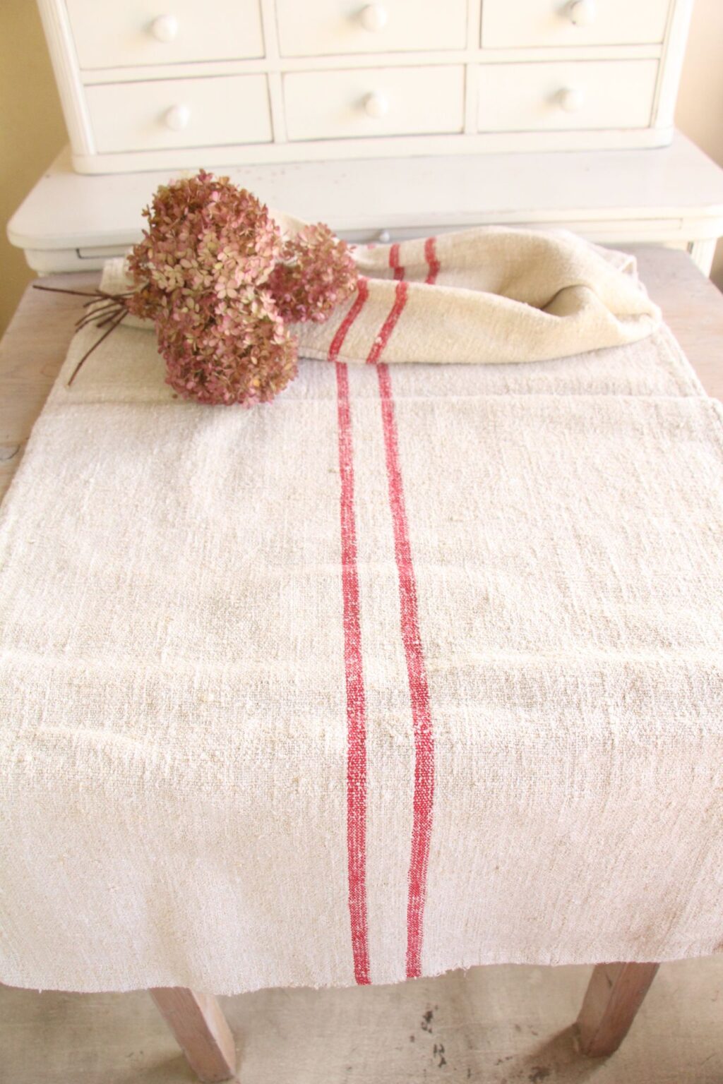 antique linen grainsack, handmade, wedding decor, durable, L 672 - Image 2