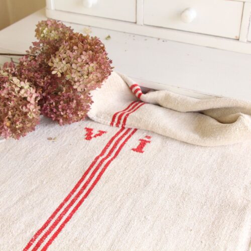 antique linen grainsack, table runner, wedding decor, durable, L 762