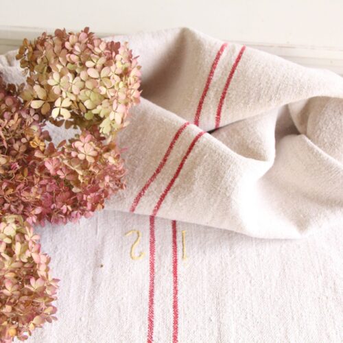 antique linen grainsack, table cloth, wedding decor, durable, L 763