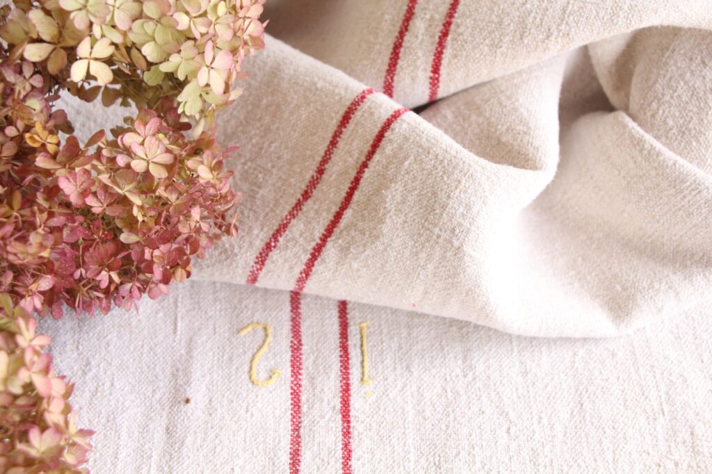 antique linen grainsack, table cloth, wedding decor, durable, L 763 - Image 10